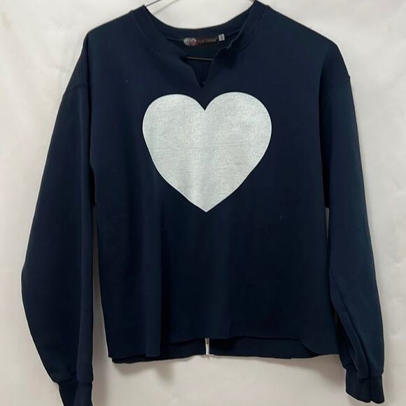 JET JOHN ESHAYA HEART‎ PRINT SWEATSHIRT SIZE P/S - Picture 1 of 4